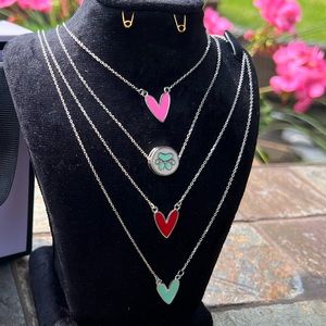 Handmade new Sterling Silver 925 Necklace in pretty heart shape enamel